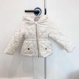 Liv & Lottie | White Quilted Jacket with Faux Fur Lining